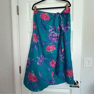 Vintage HiLo Hattie Tropical Hawaiian Floral Print Sarong Wrap Coverup Skirt